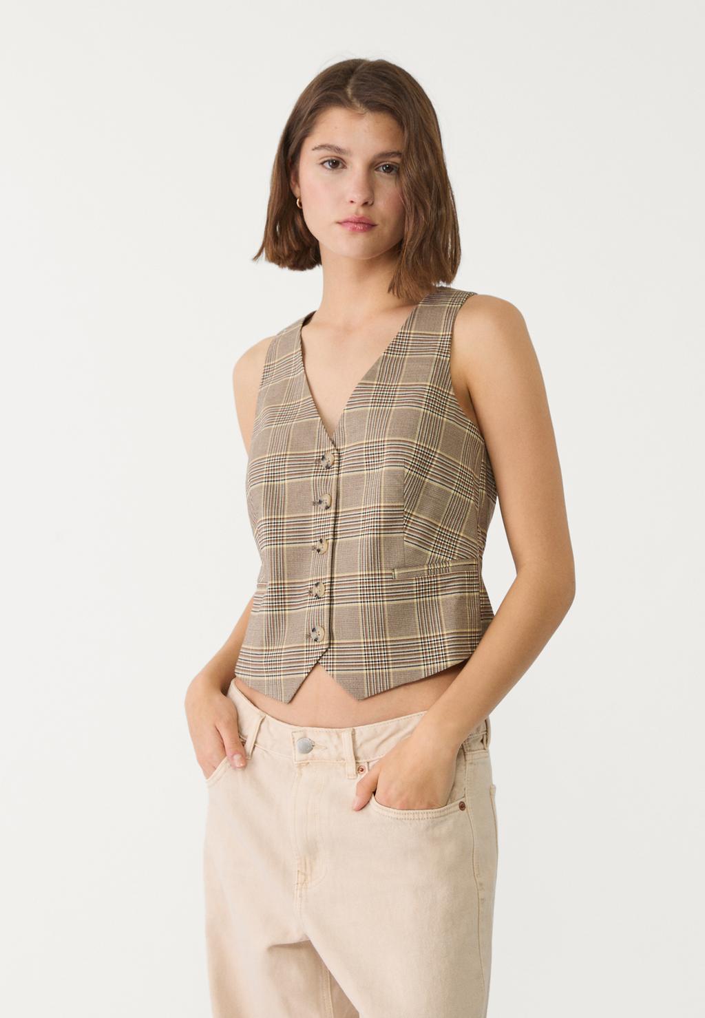 Short check waistcoat