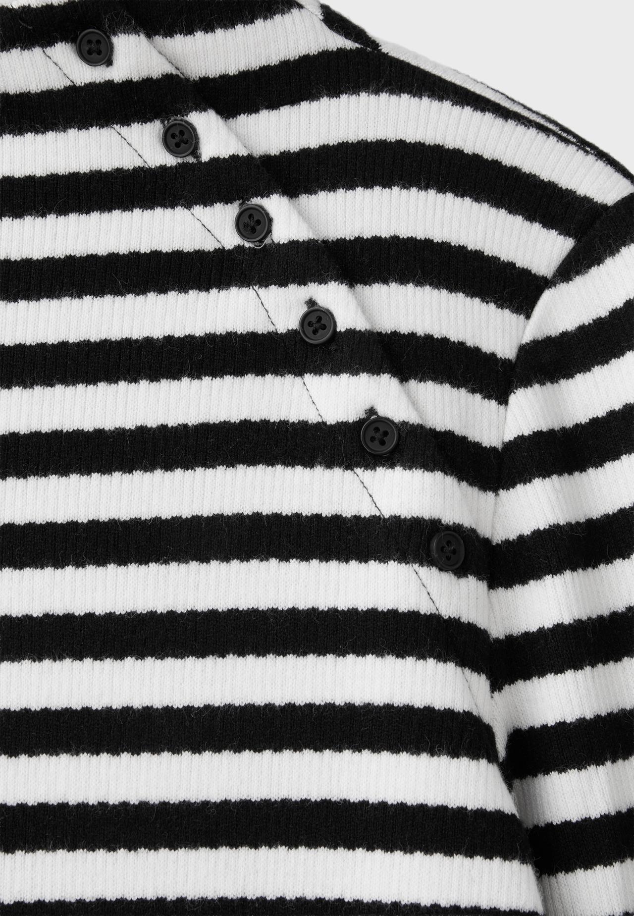 Funnel neck button sweater — Black
