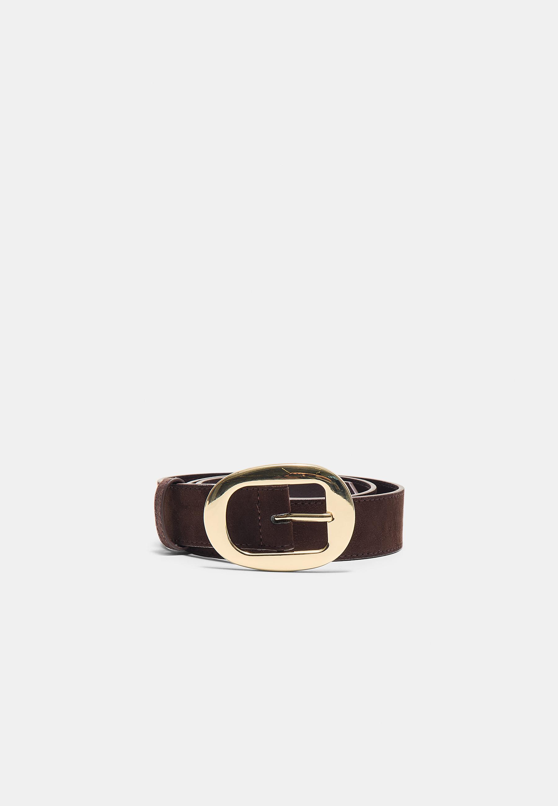 Stradivarius Ζώνη Με Οβάλ Αγκράφα Καφέ 90