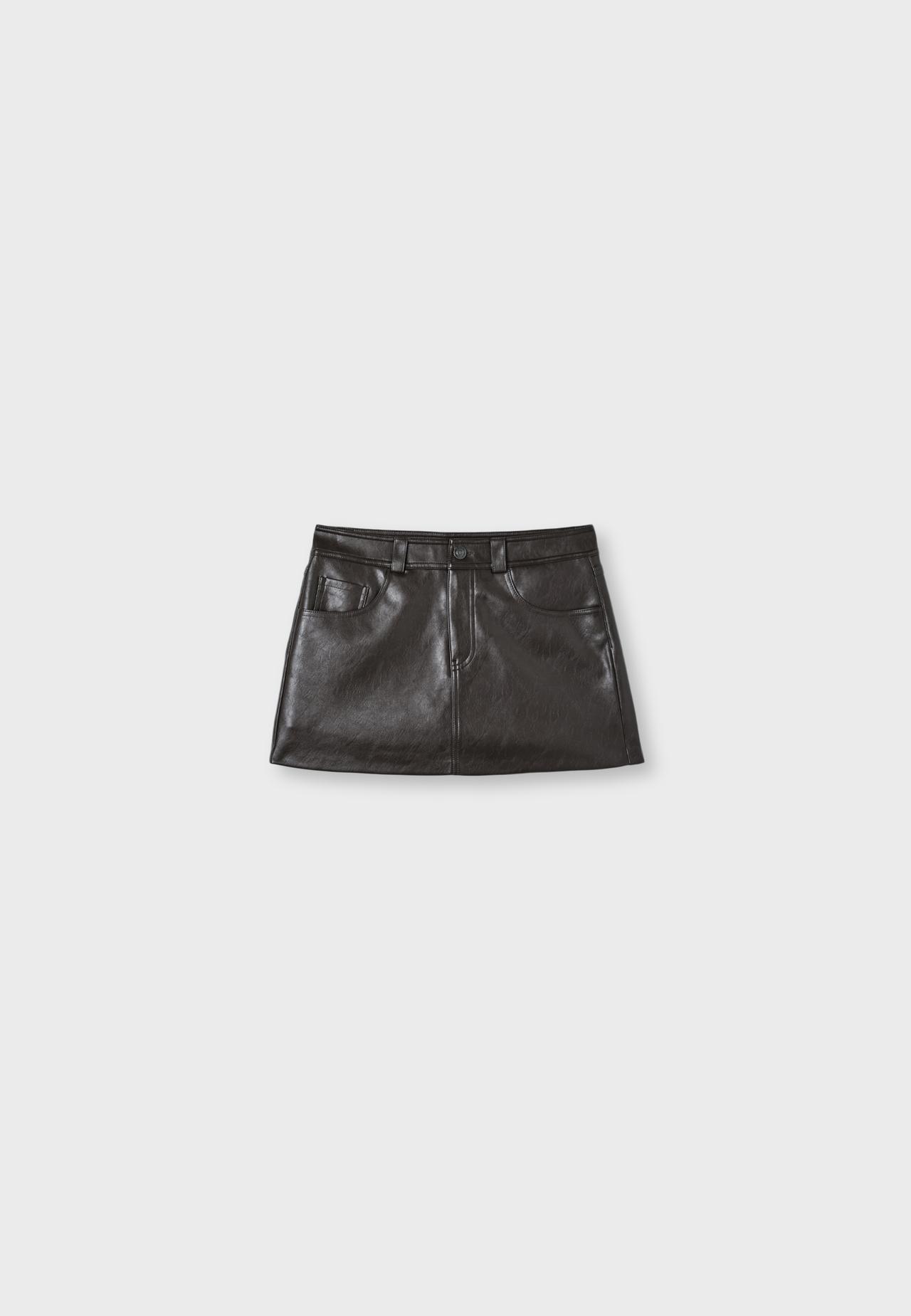 D62 leather effect skort — Brown