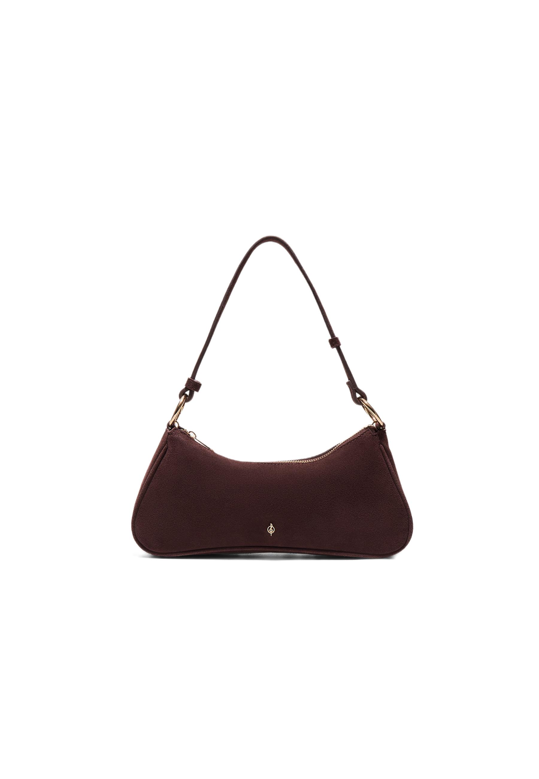 100% leather moon crossbody bag — Brown