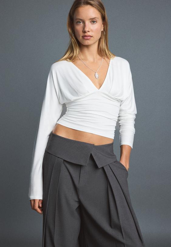 tshirt manches longues col en v