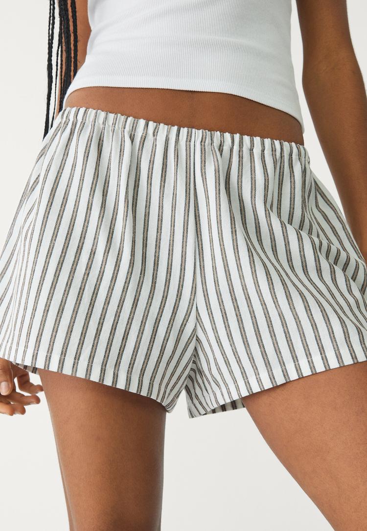 shorts fluido con lino rayas