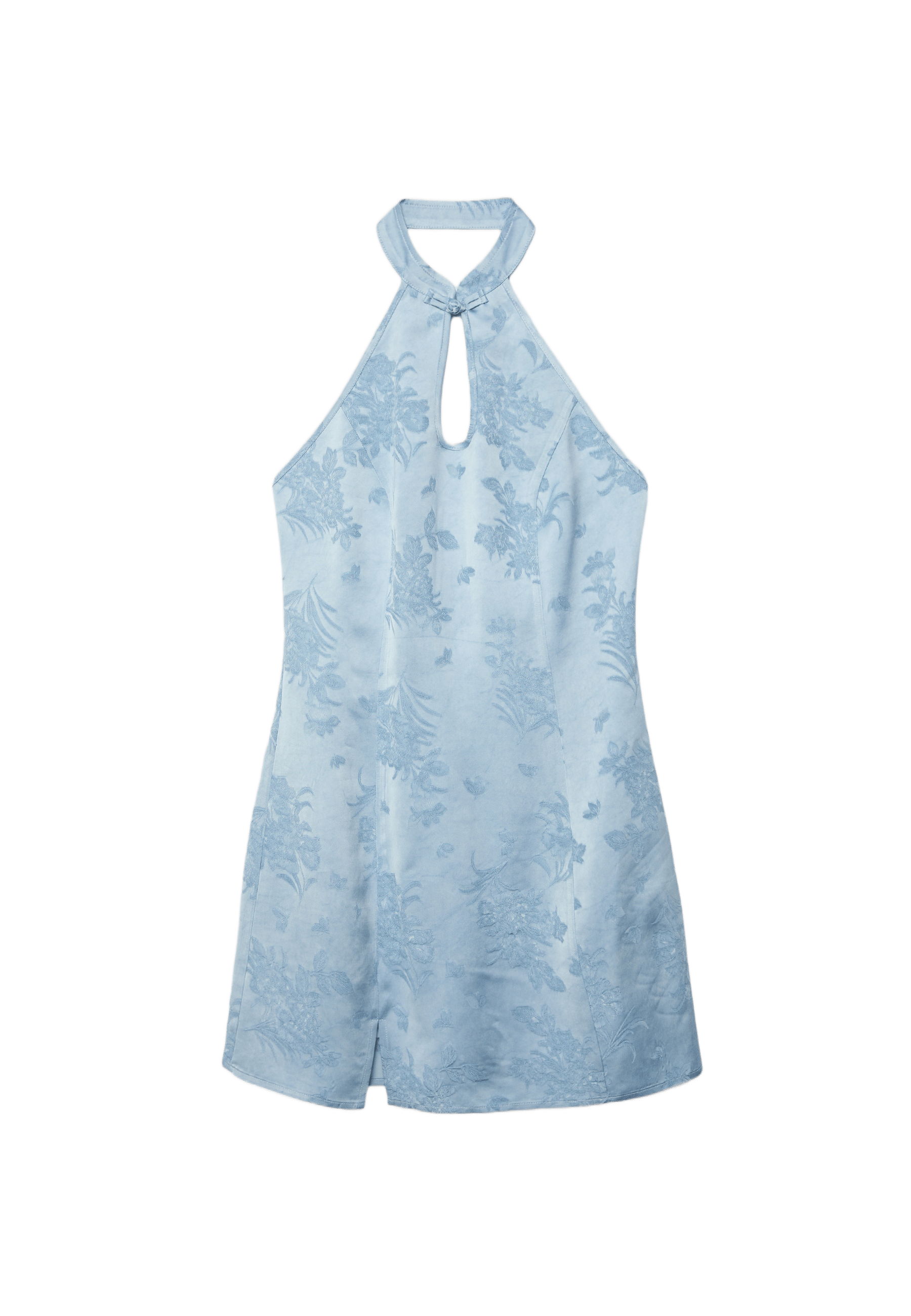 Short satin qipao dress — Sky blue