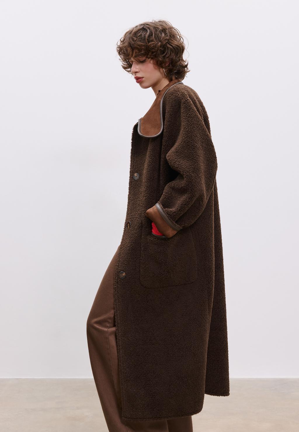 Long reversible double-faced coat