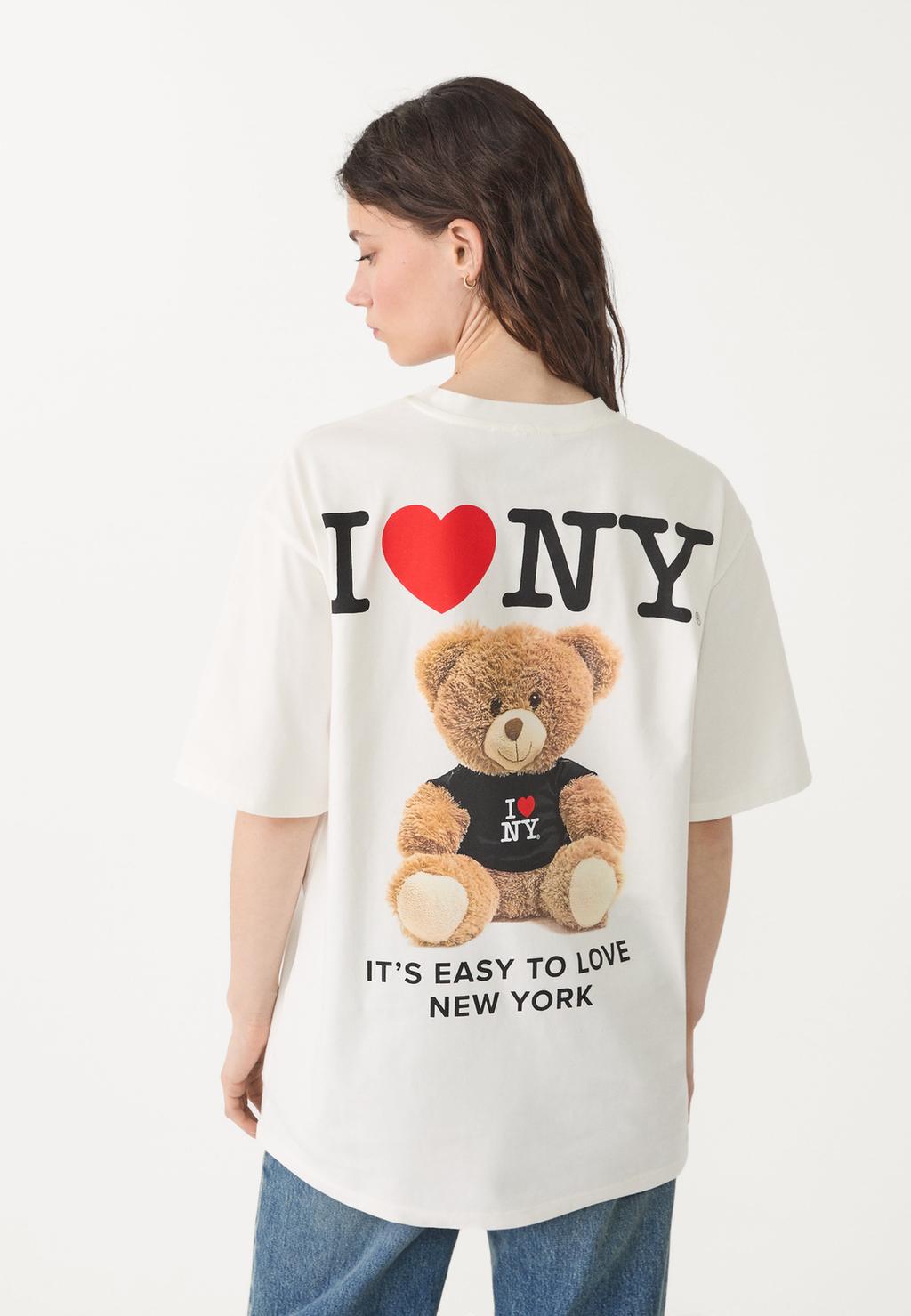 I love NY yazılı oversize t-shirt