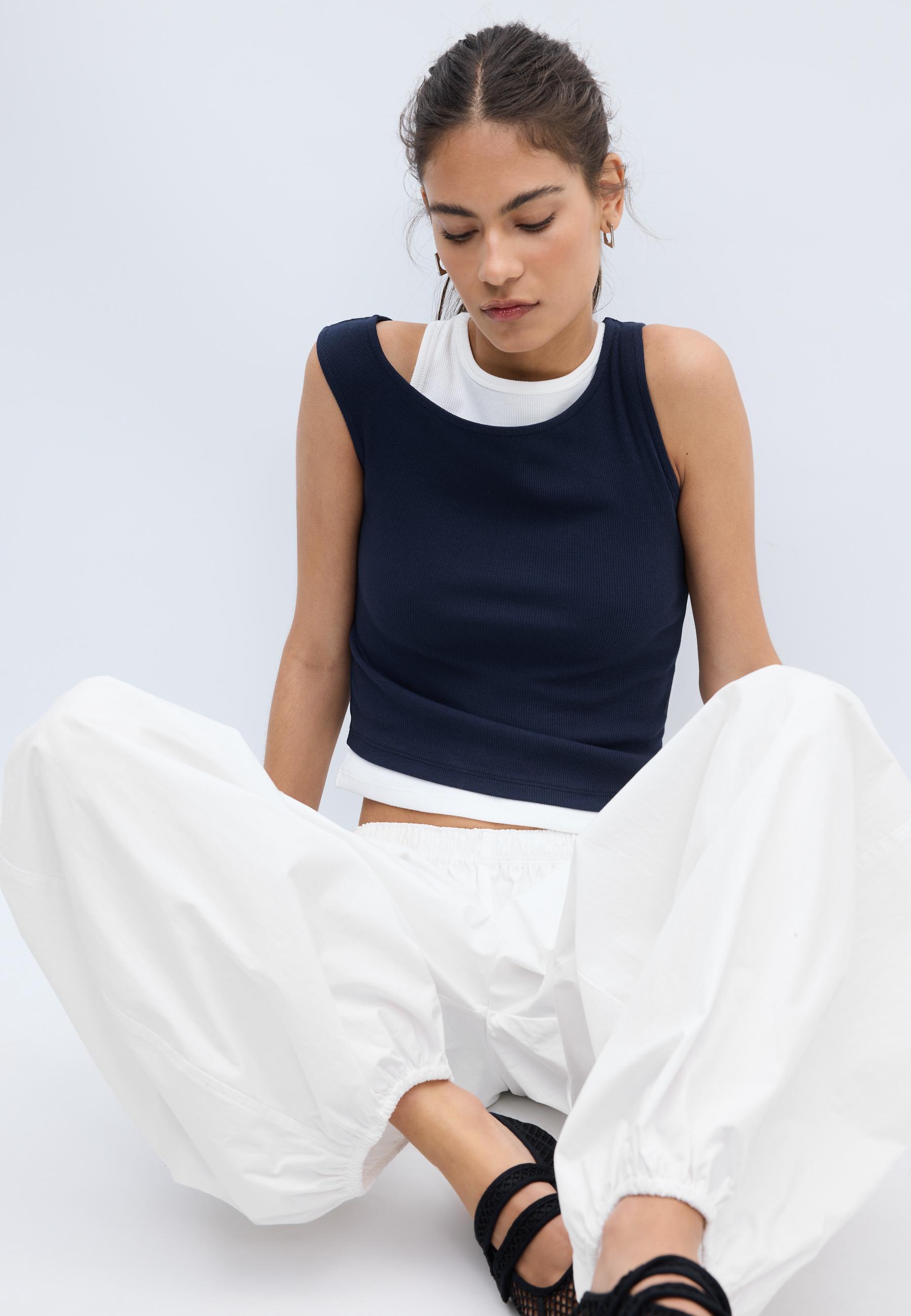 Double layer T-shirt — Navy blue