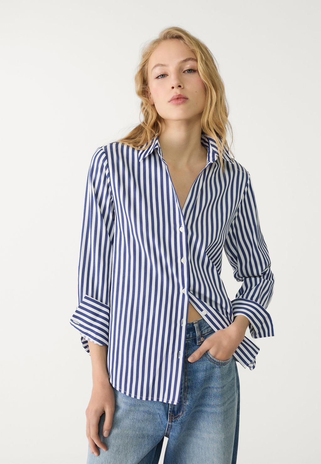 Striped poplin shirt