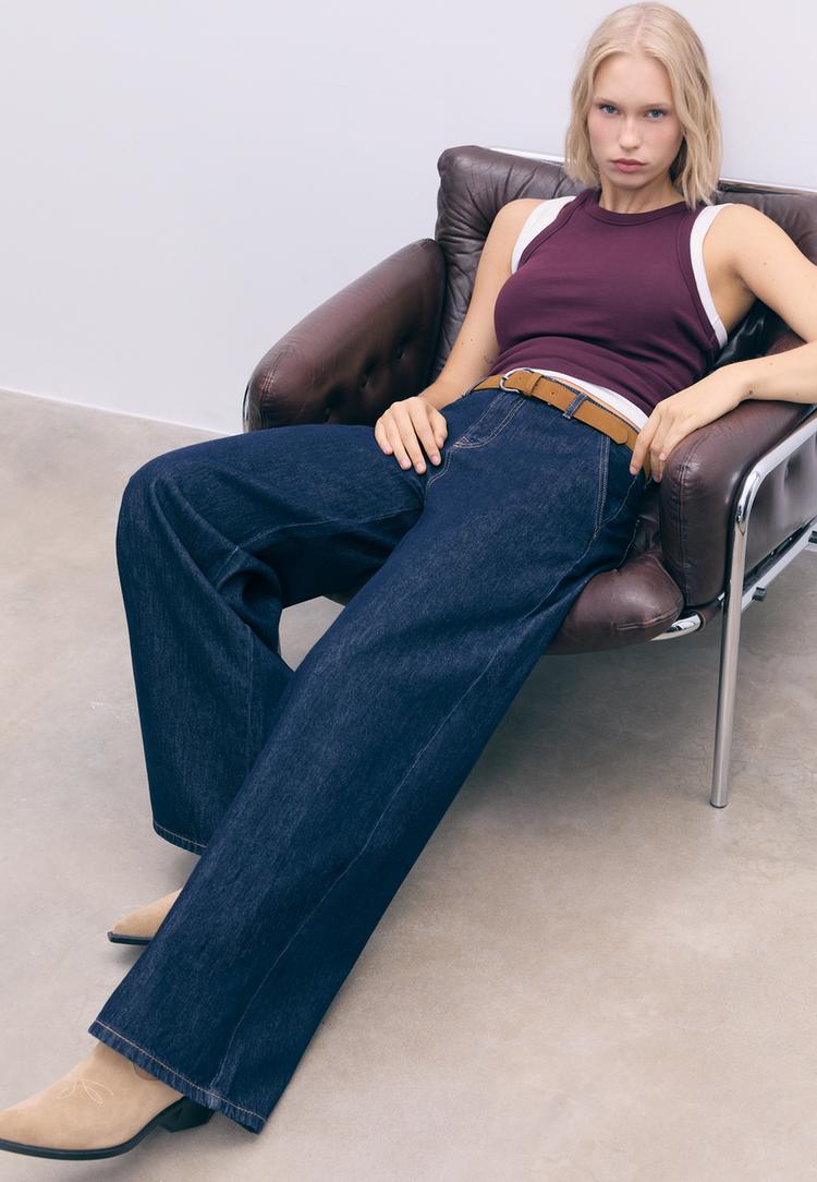 Stradivarius Flödiga Jeans Med Bälte 36