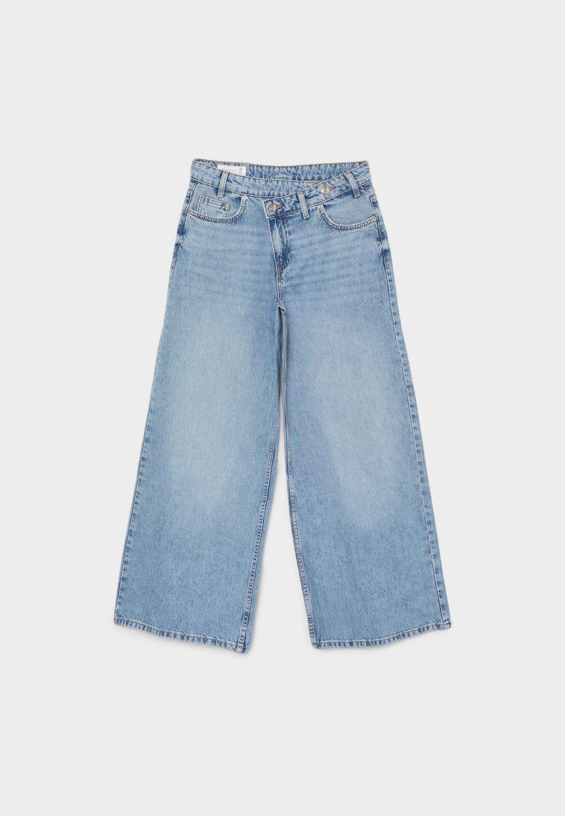 Crossover-waist jeans — MEDIUM LIGHT BLUE DENIM