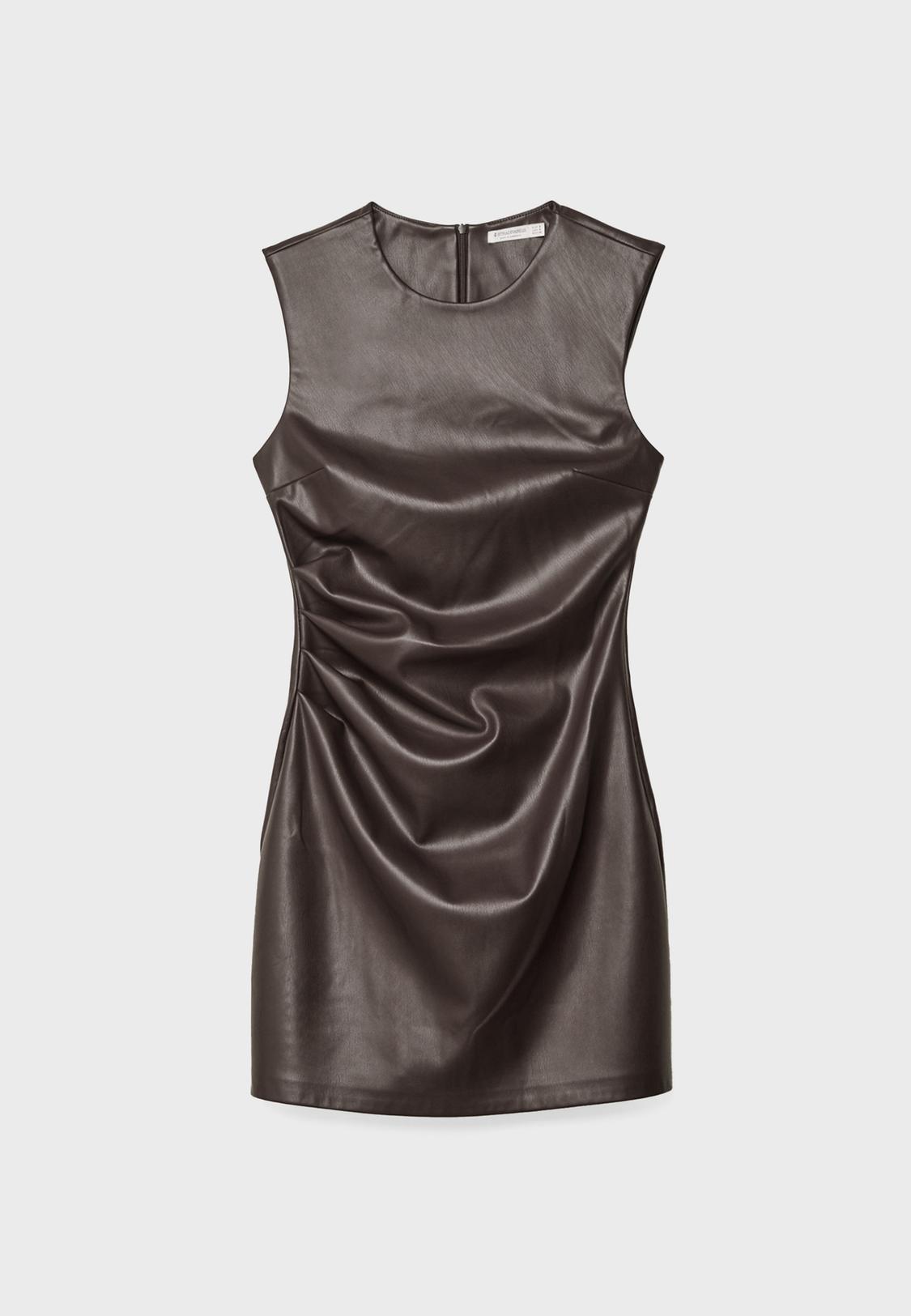 green emerald velvet dress Theory Black Lamb Leather Sleeveless Dress  Double Take