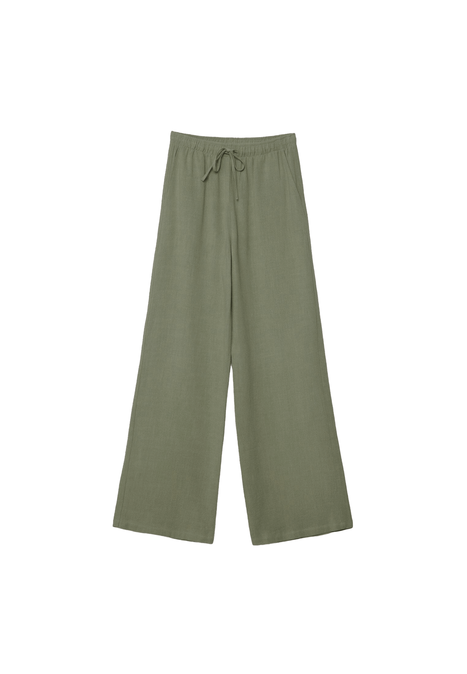 Straight-leg linen-look trousers — Khaki