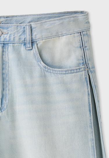 Wide-leg pleated jeans — LIGHT BLEACH 9