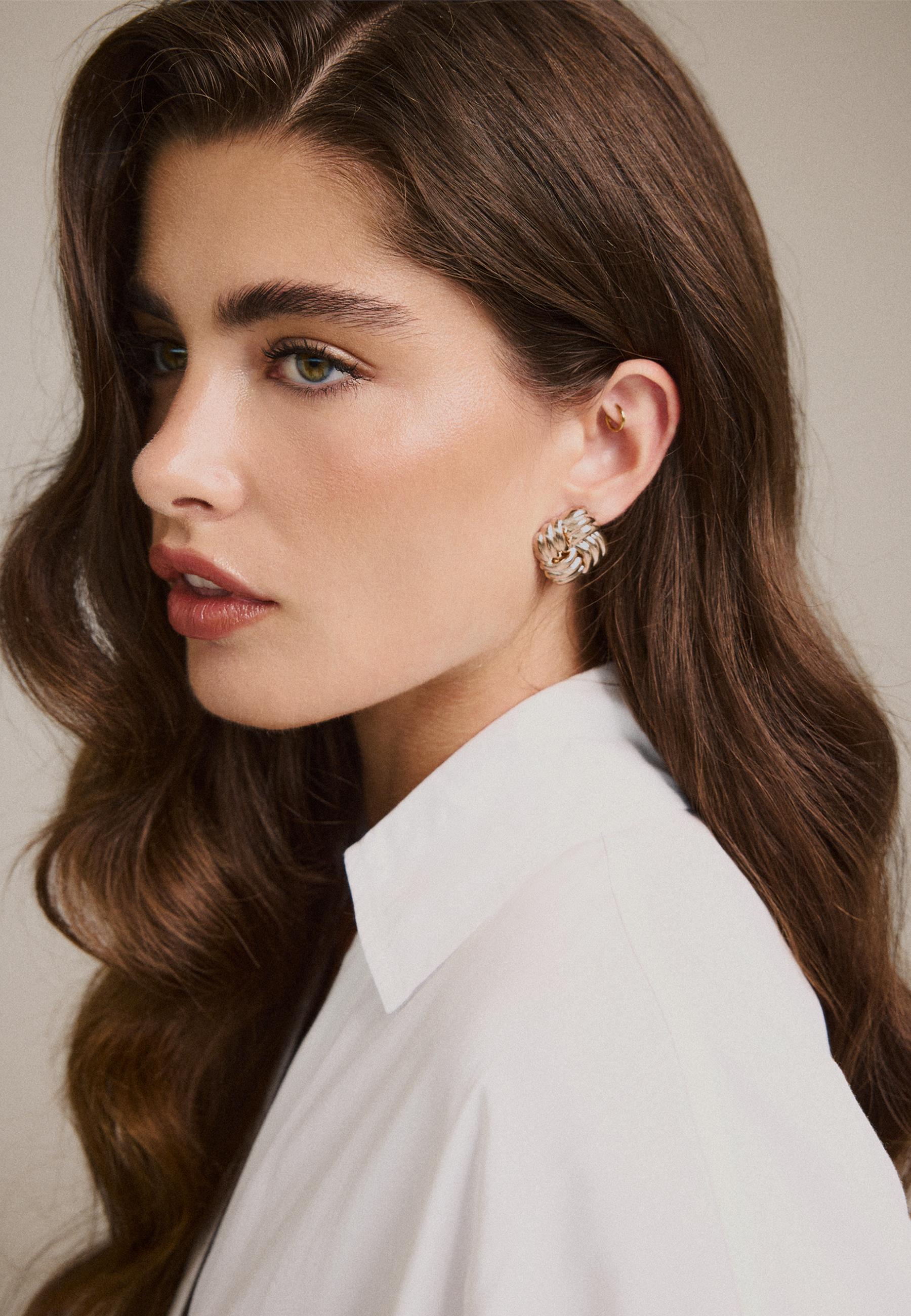 Stradivarius Σετ 2 Σκουλαρίκια Stud Χρυσαφί Os