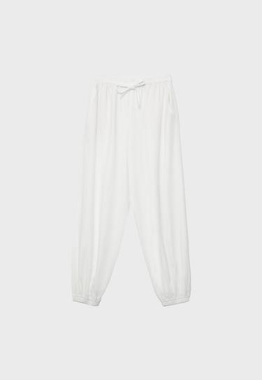 Linen-effect sarouel trousers — White 7