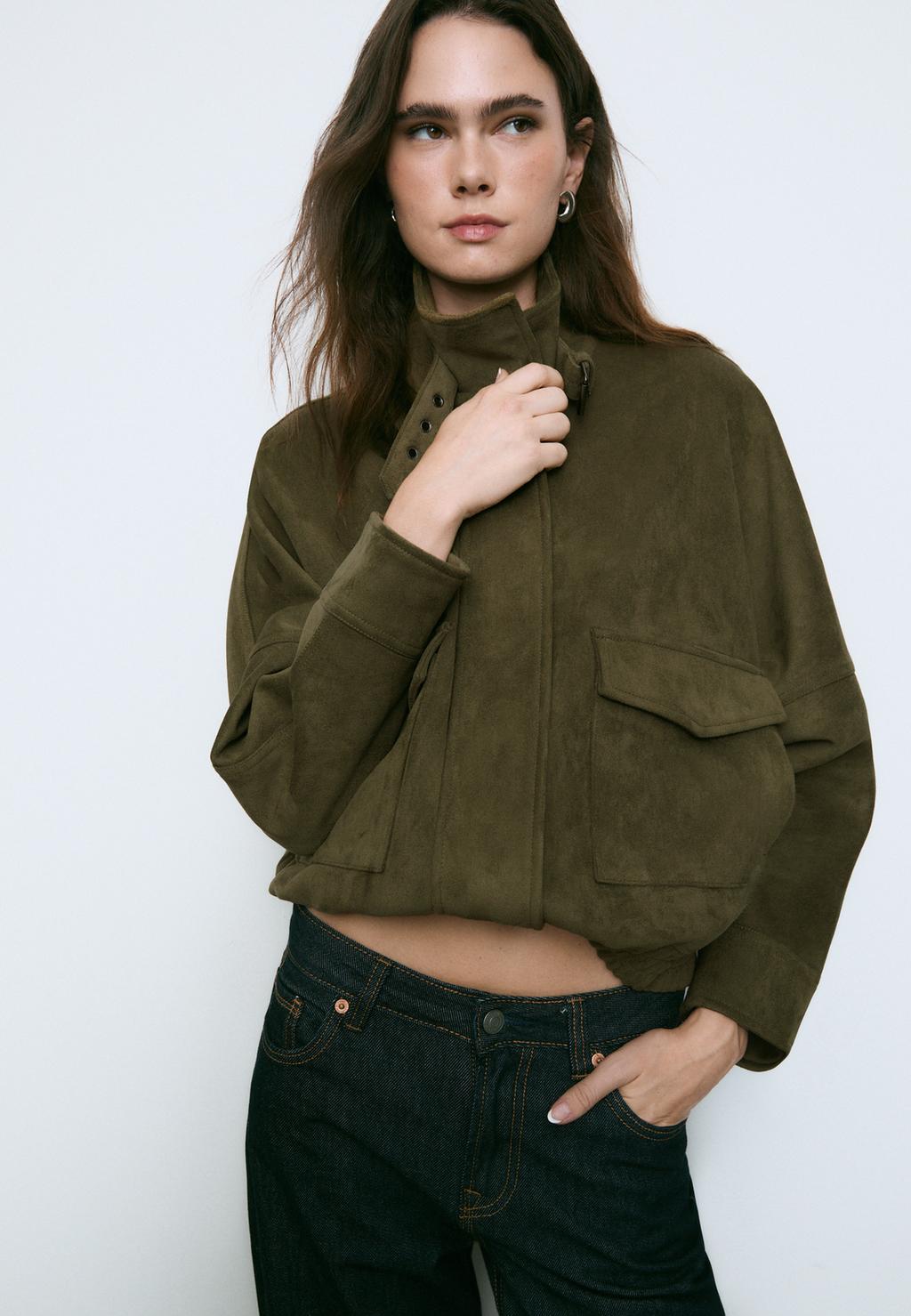 Oversized faux suede jacket