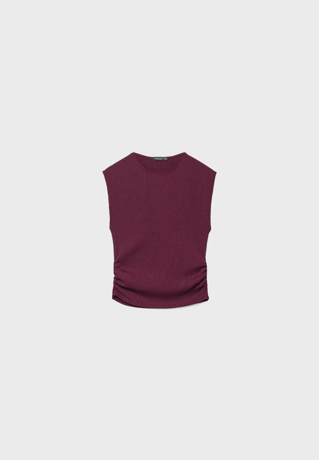 T-shirt mini mouw rushes textuur