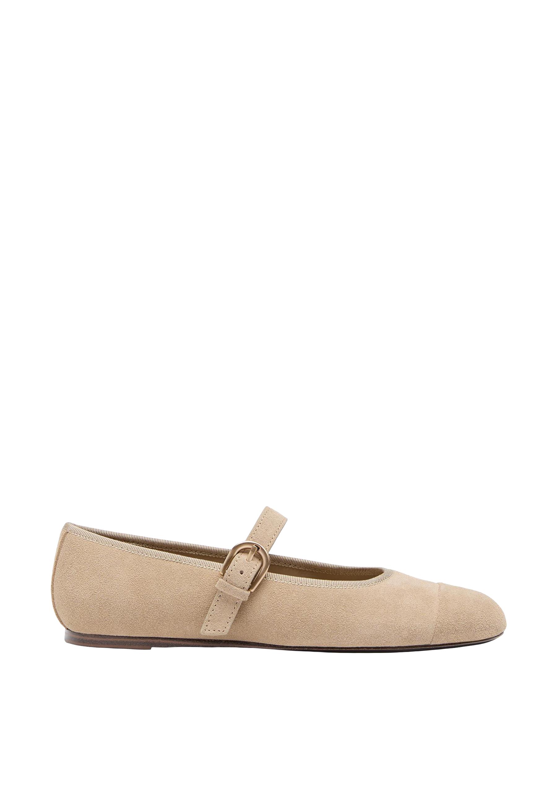 Leather toecap ballerina flats — BEIGE