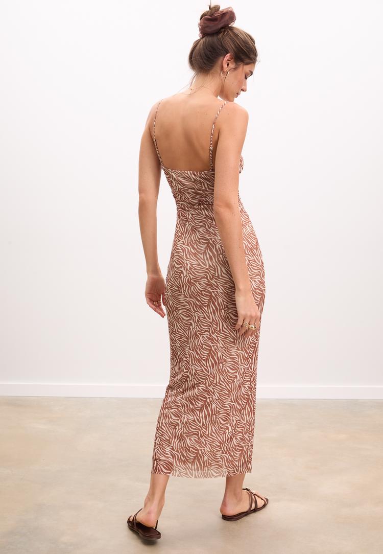 robe midi en tulle imprime