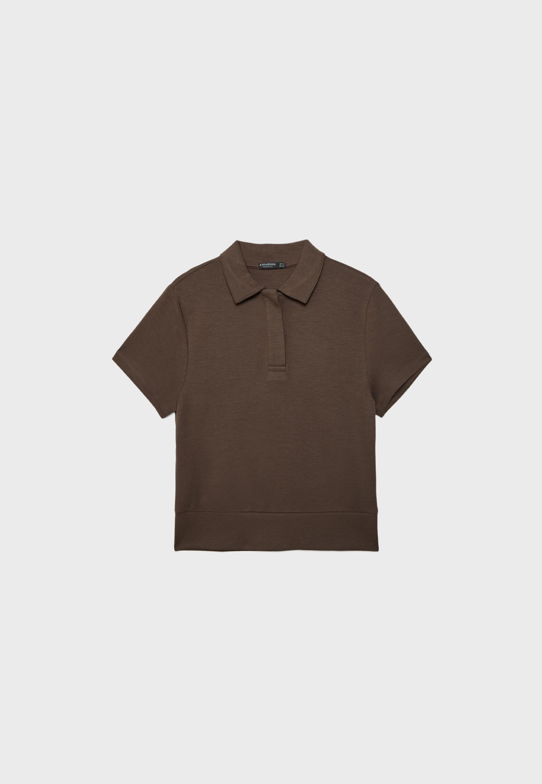 Short sleeve polo T-shirt — Brown