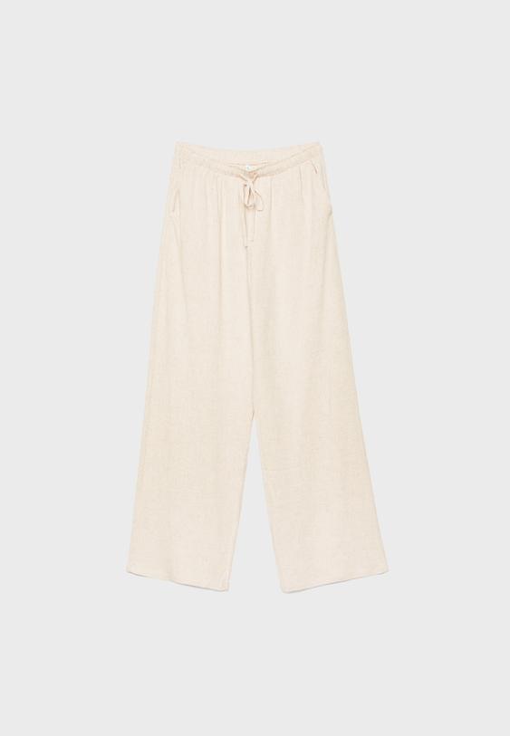 Keten görünümlü dökümlü pantolon - Görsel 6