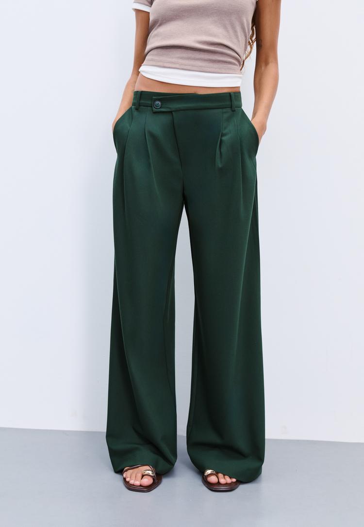 Stradivarius Pantaloni Eleganți Casual Cu Talie Încrucișată 36