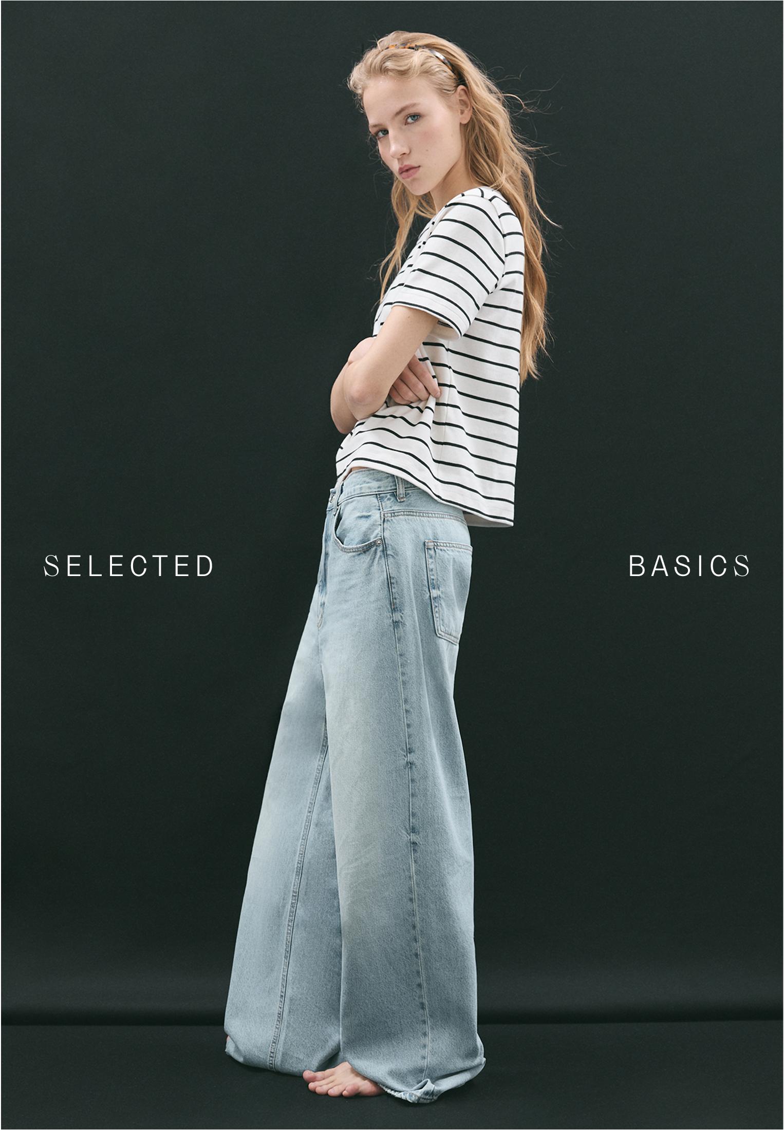 Basic heavy weight striped regular fit T-shirt — Ecru