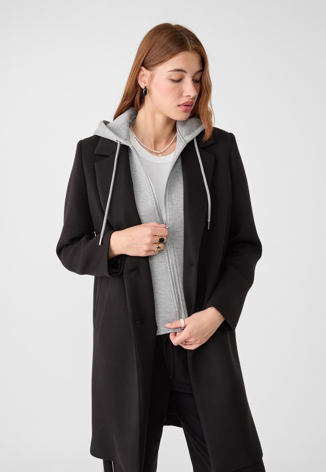 Abrigo Negro Mantel Damen Stradivarius NEW STRADIVARIUS Double