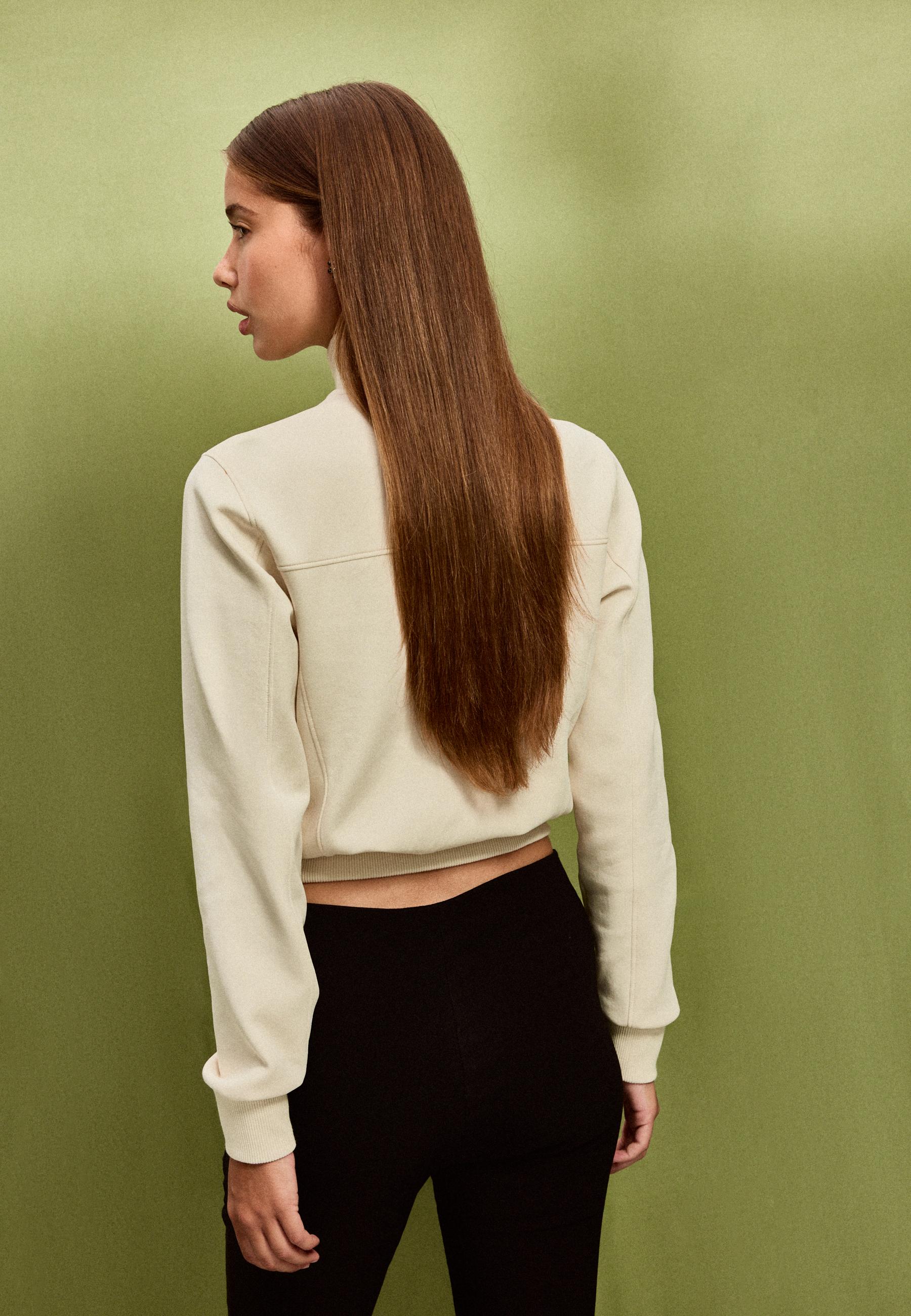 B09 Cropped High-Neck Zip-Up Sweatshirt — Vanilla