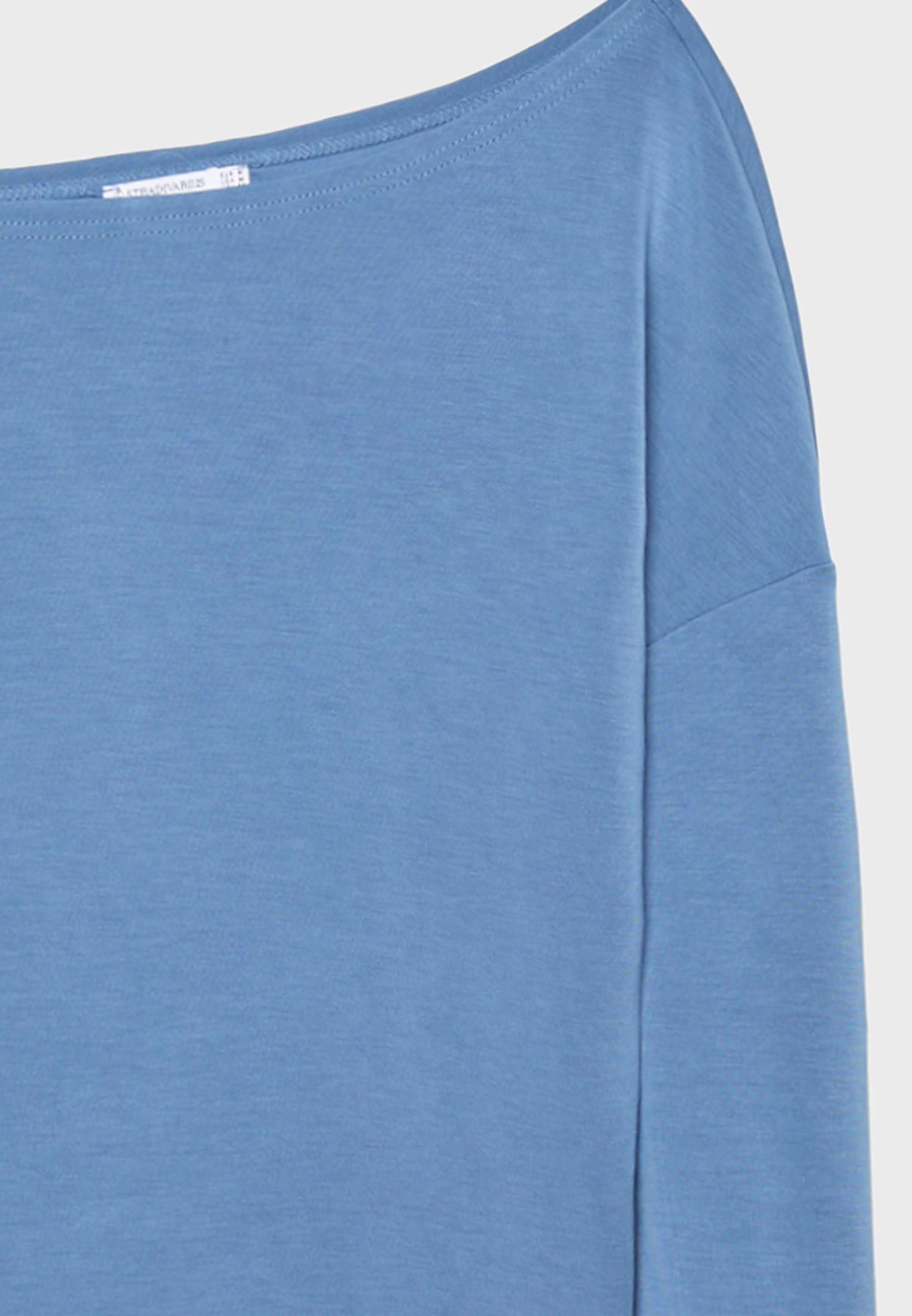Soft-touch off-the-shoulder sweatshirt — Sky blue