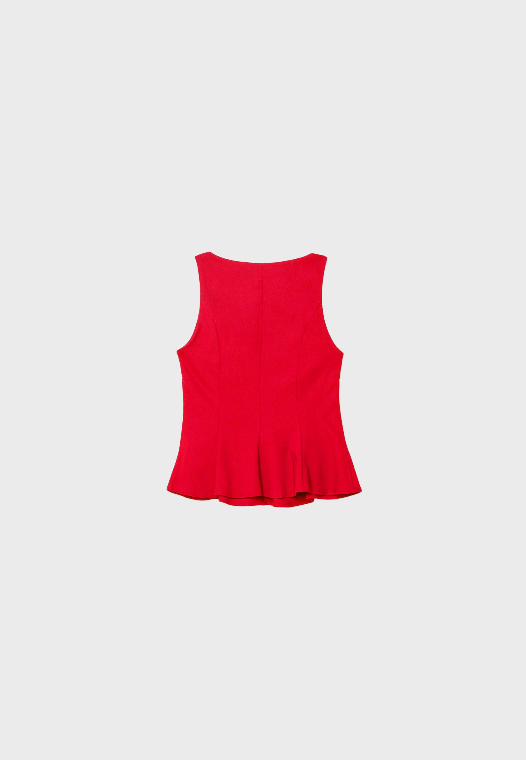 Sleeveless peplum top — Red