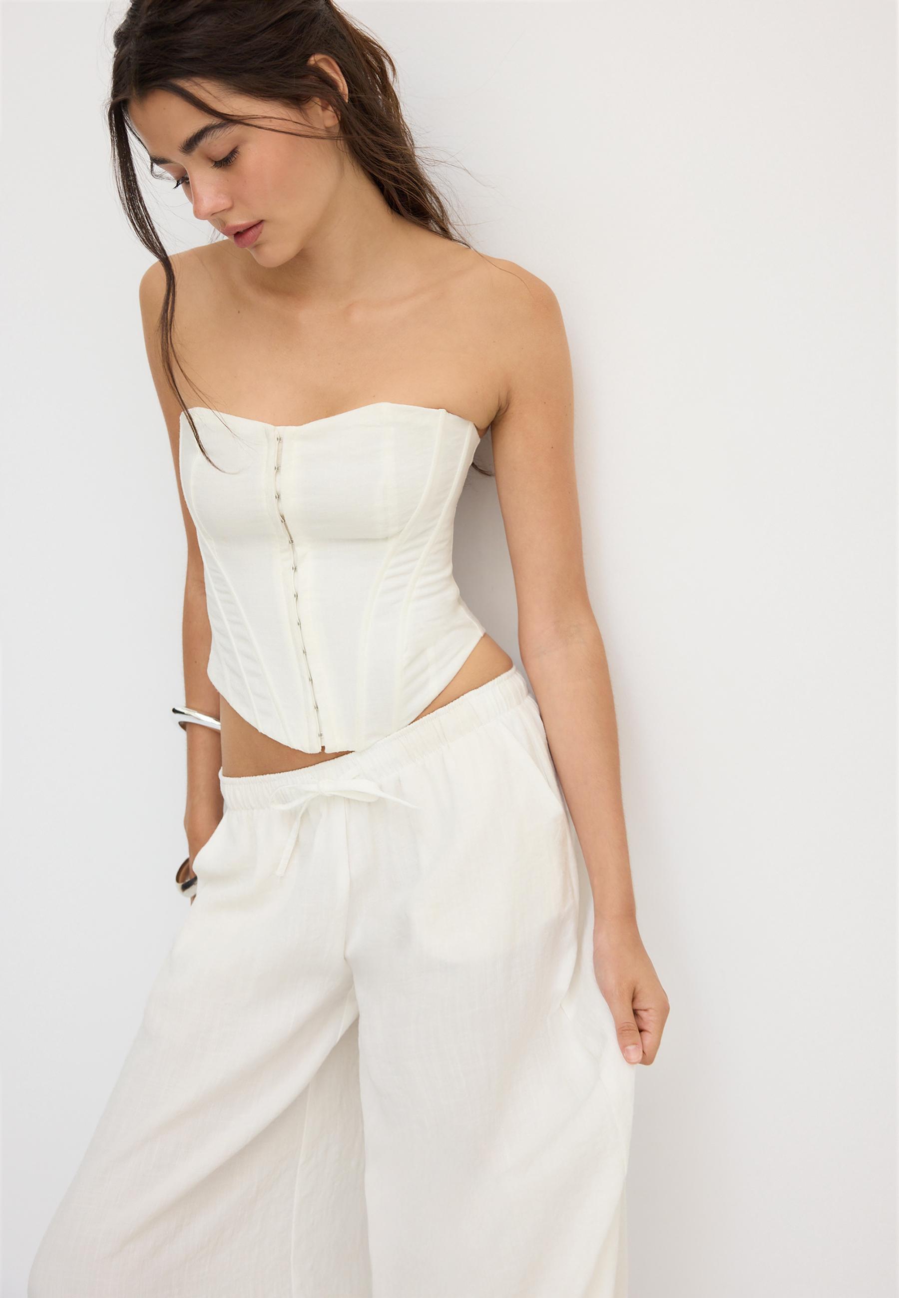 Lace-up corset — White