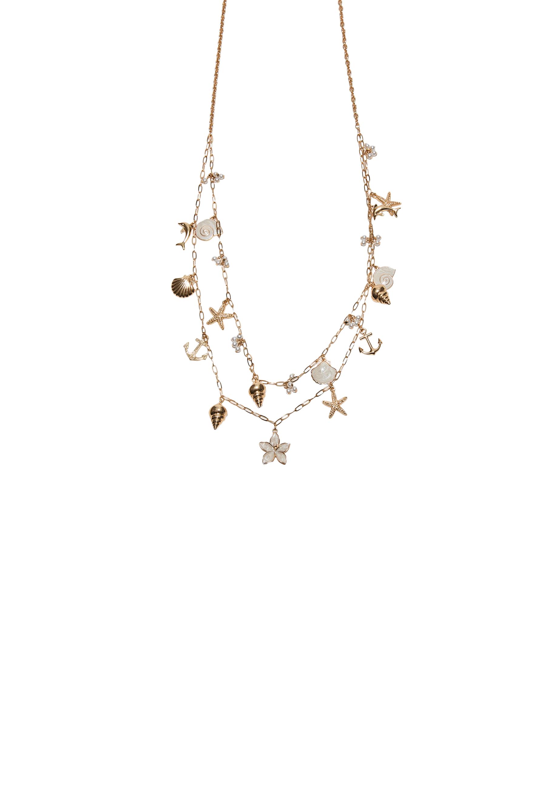 Multi-way necklace with mini sea charms — Gold