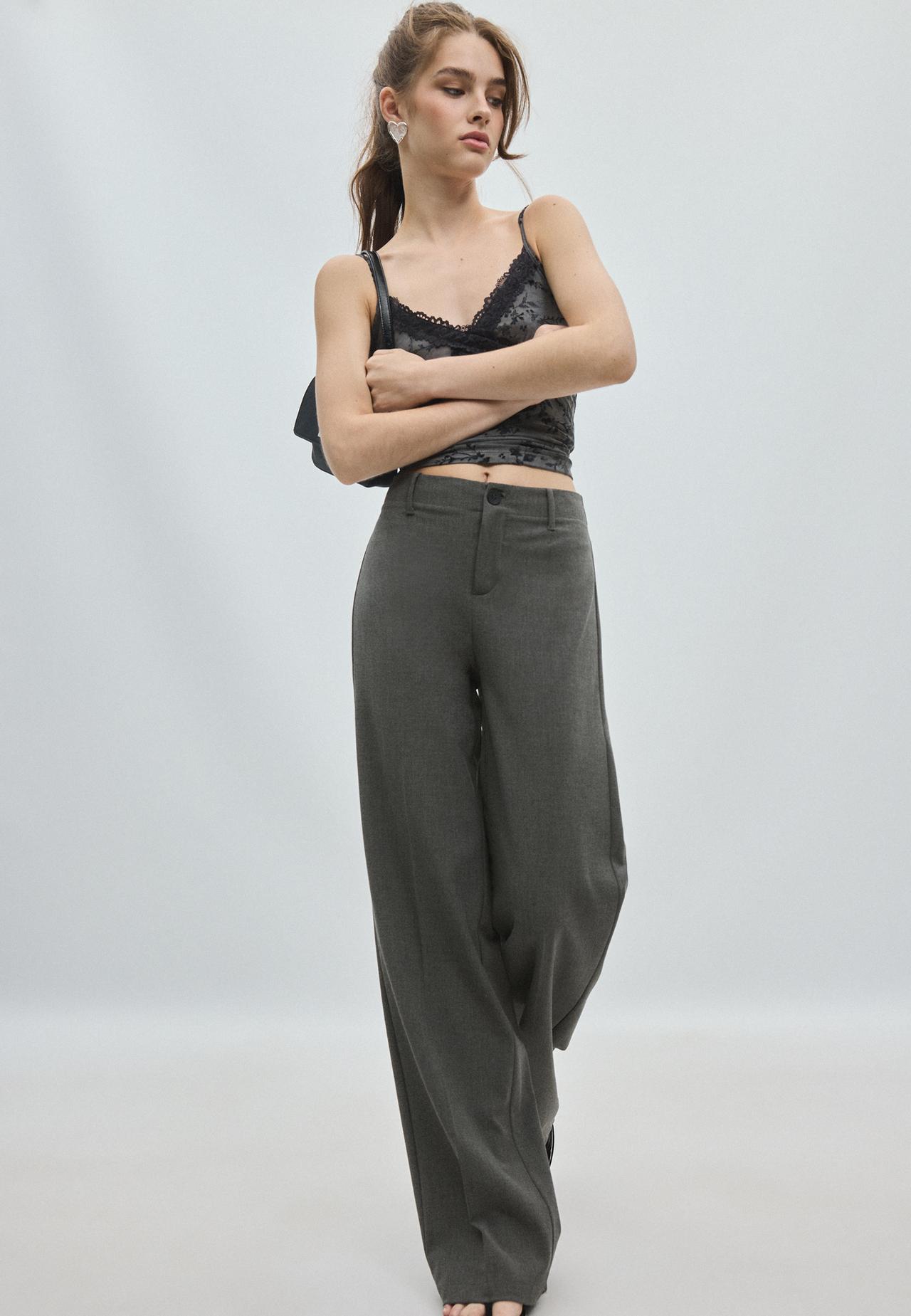 Wide-leg trousers — Dark grey