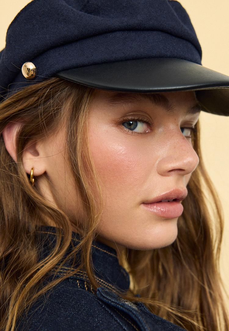 Stradivarius Ναυτικό Κασκέτο Από Δύο Υλικά Navy Blue Os φωτογραφία