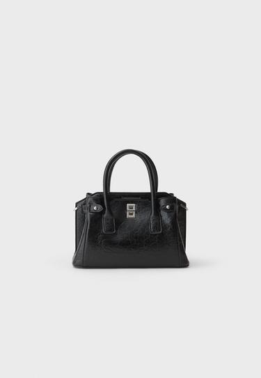 Tote crossbody bag with clasp — Black 1