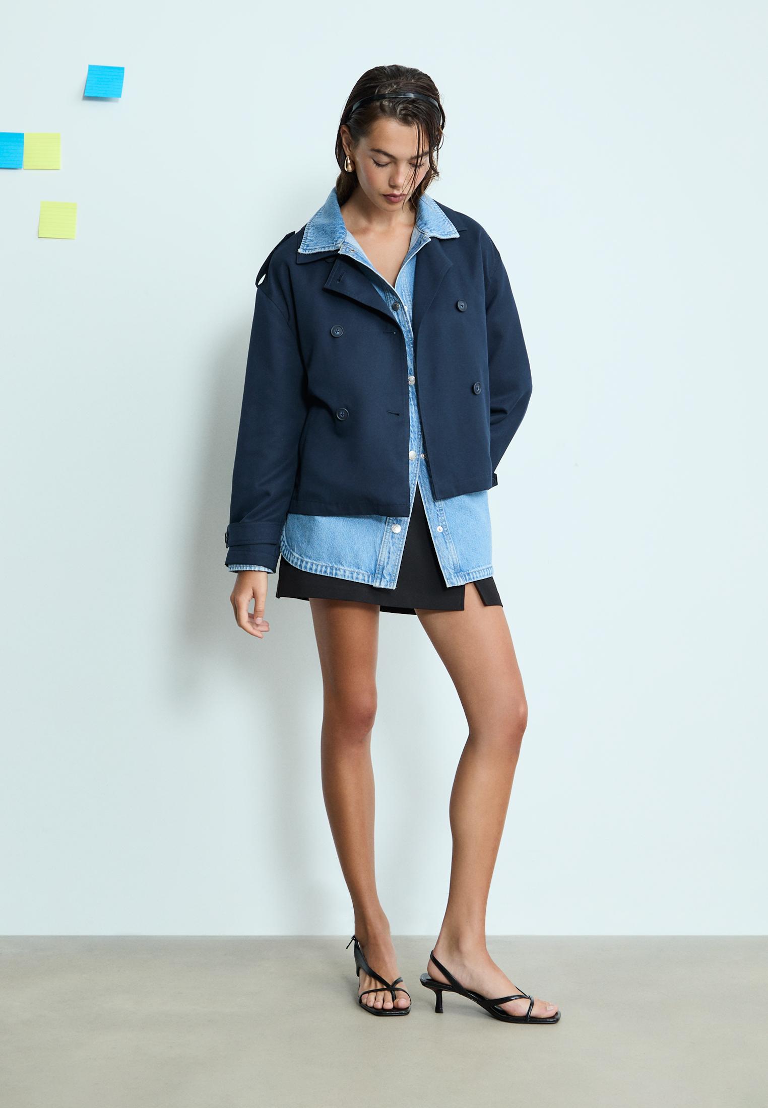 Stradivarius - Top drapé en maille - Bleu