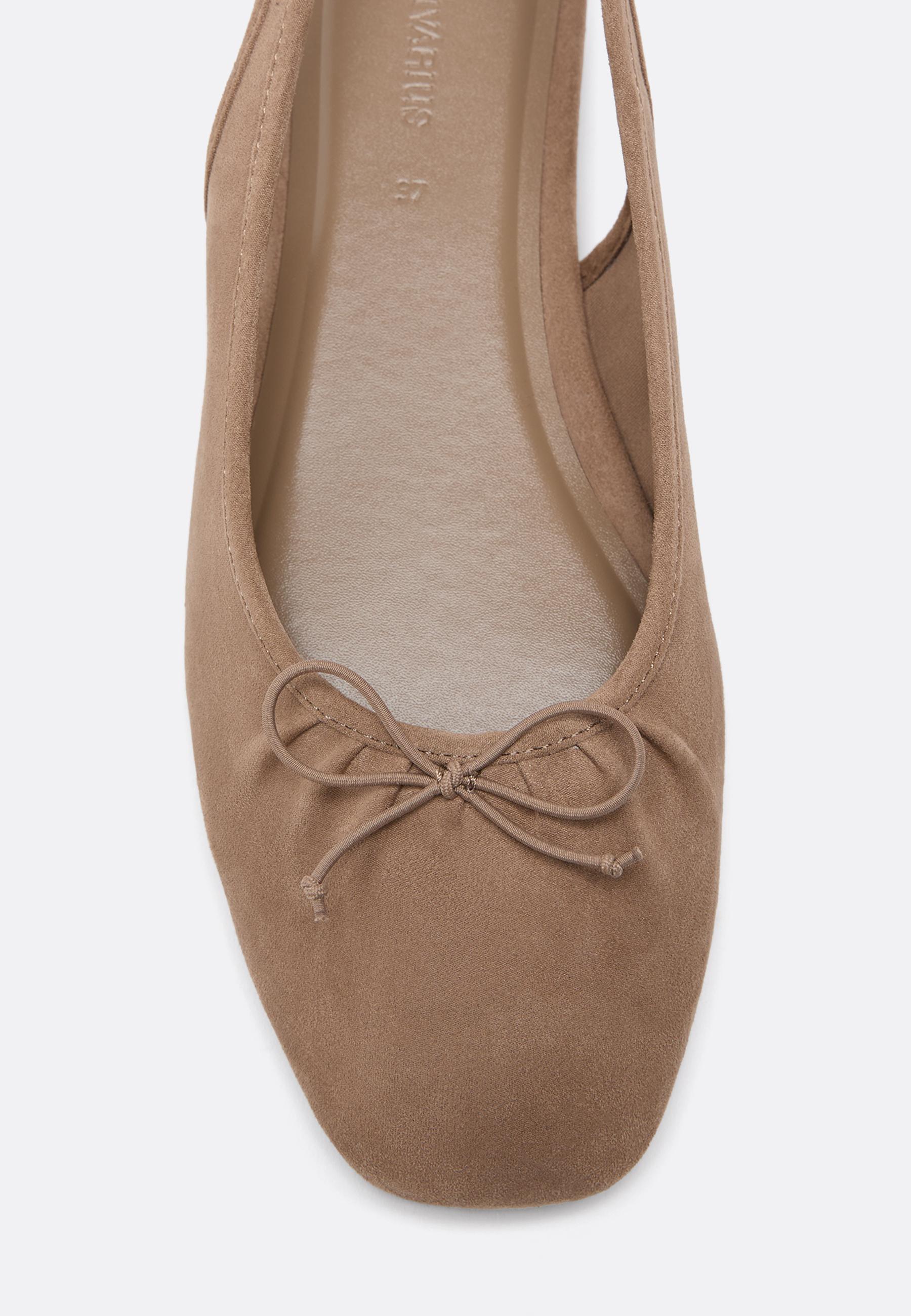 Faux suede slingback ballet flats — BEIGE