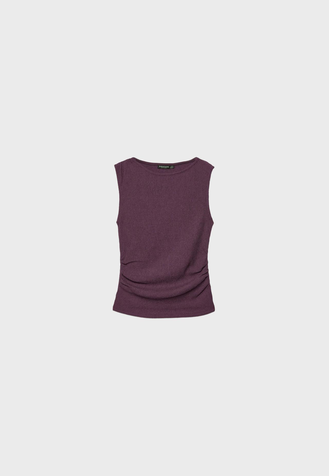 Textured ruched top — Purple