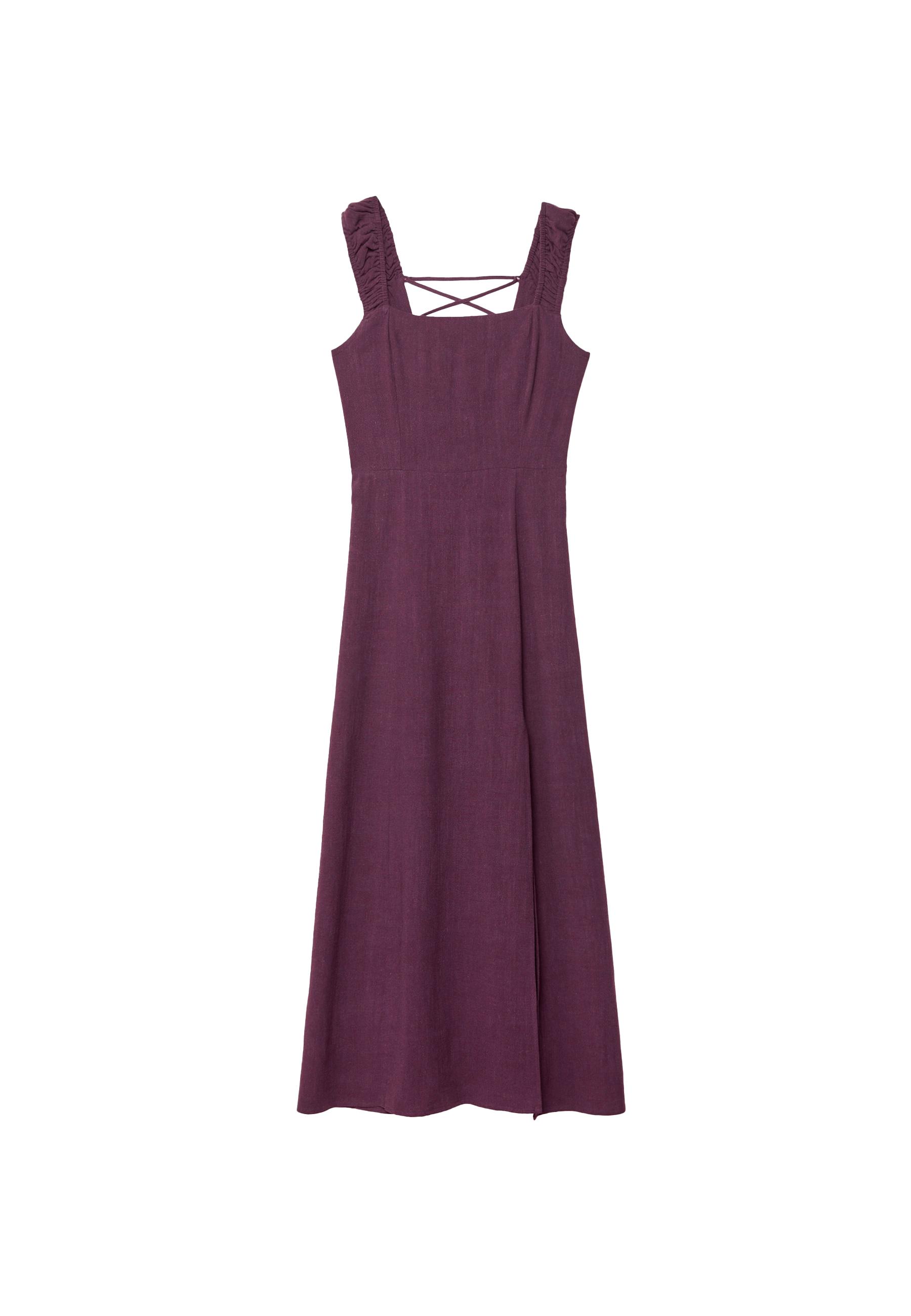 Midi dress with tie-back — Purple