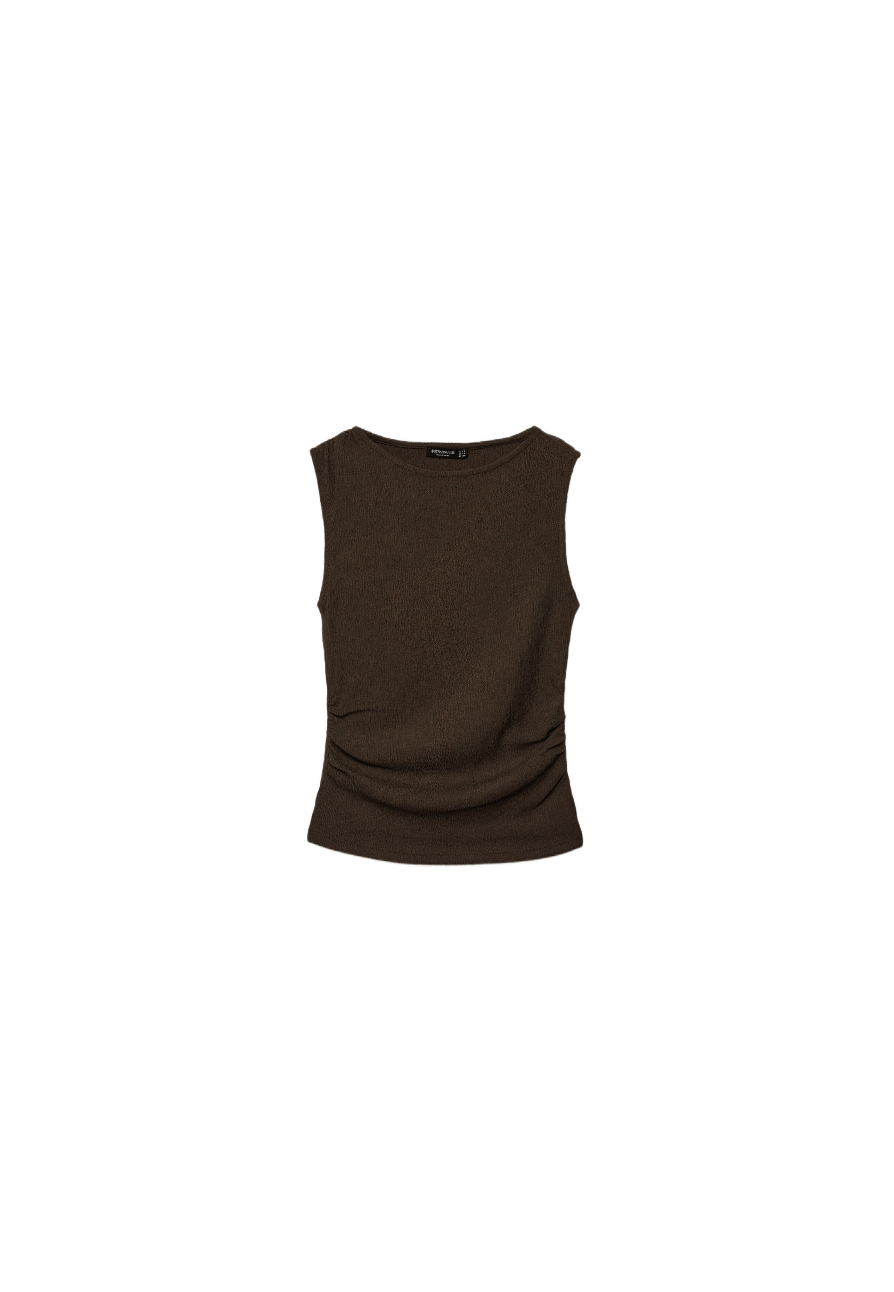 Gathered texture T-shirt — Brown