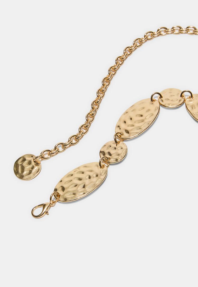 Stradivarius Μεταλλική Ζώνη Με Οβάλ Νομίσματα Χρυσαφί M φωτογραφία