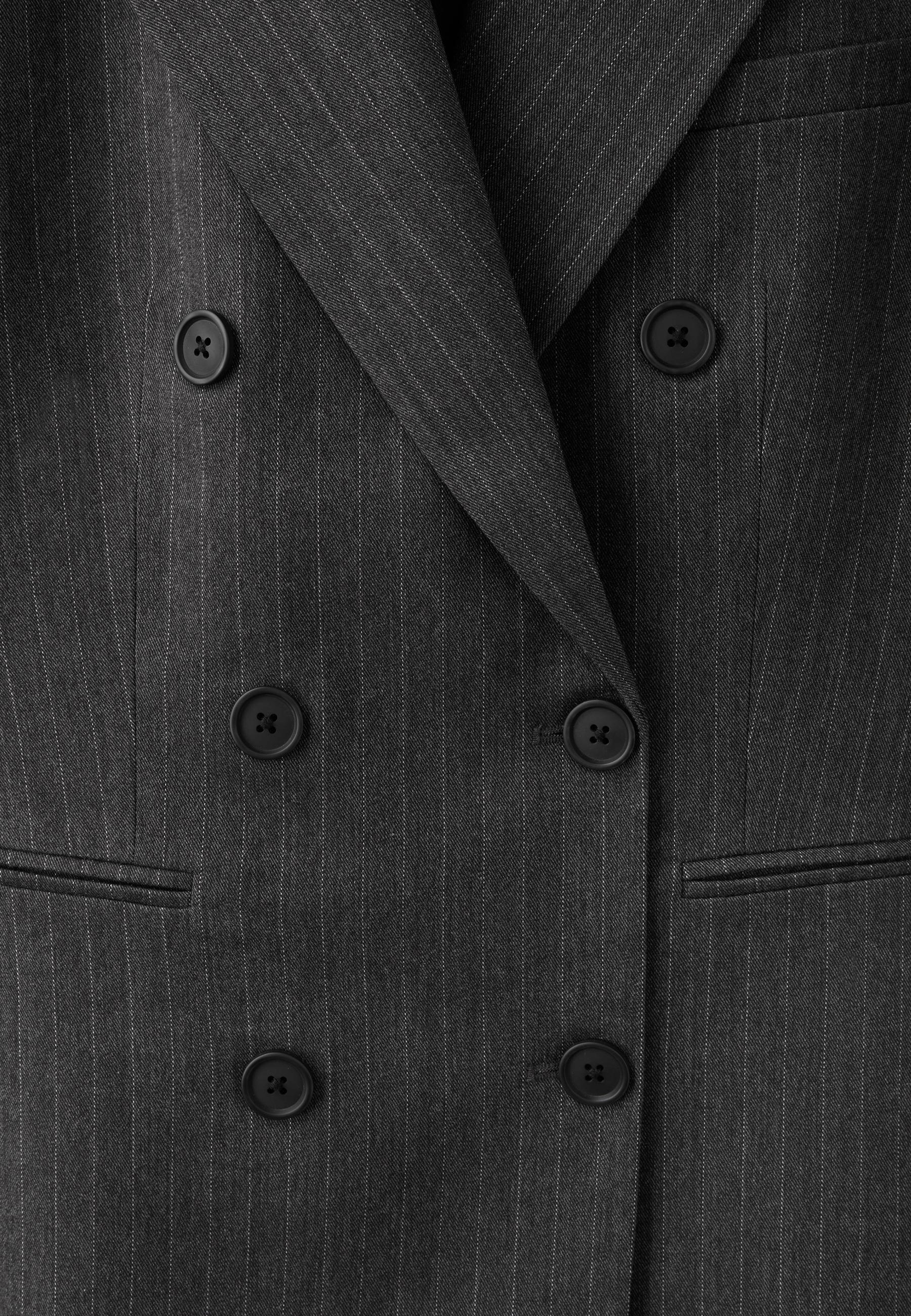Fitted striped buttoned blazer — Grey