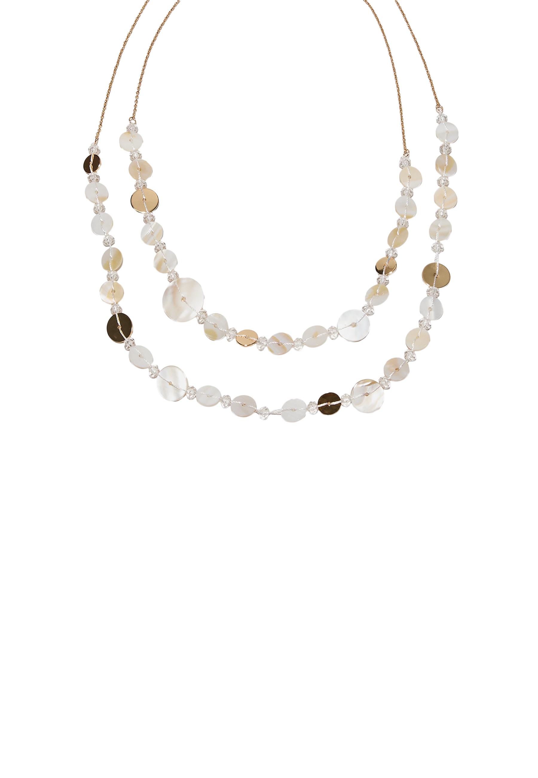 Long button necklace — Ecru