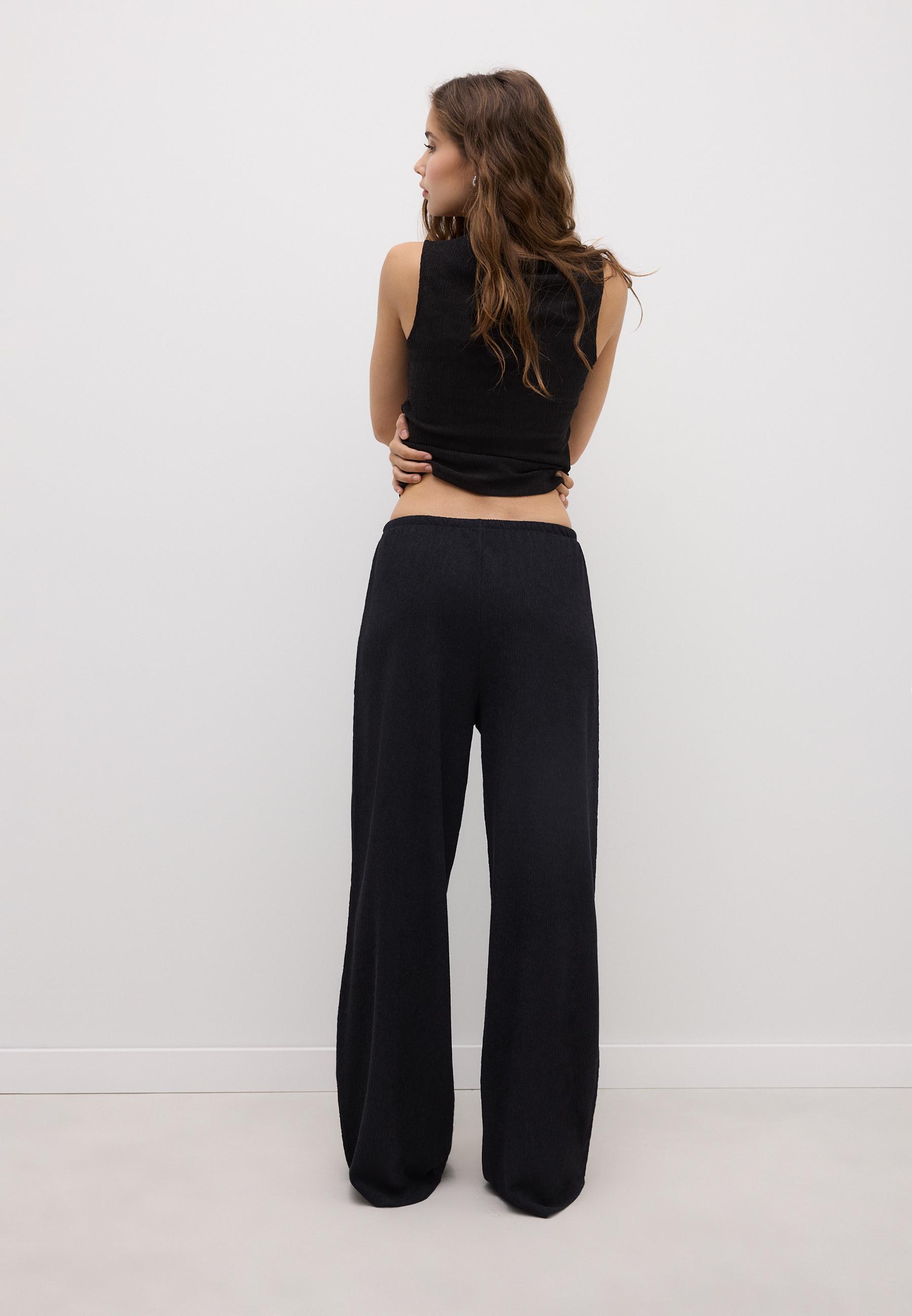 Kırışık görünümlü straight fit pantolon - Görsel 5