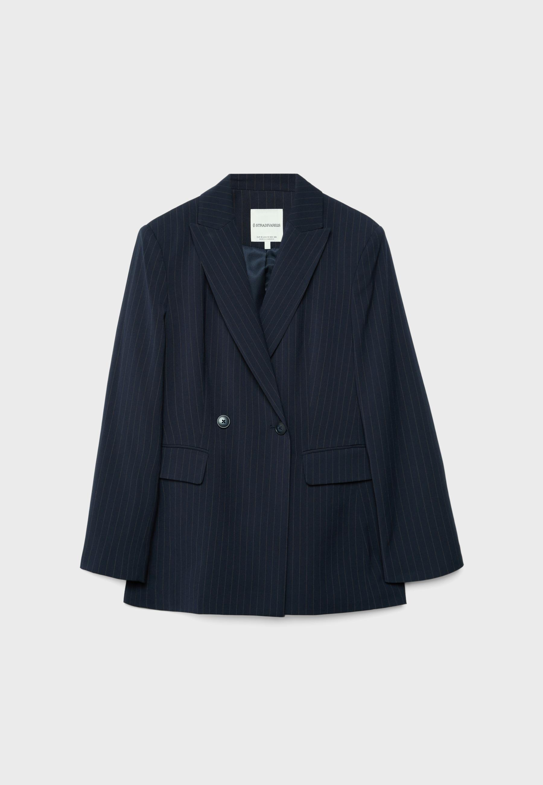 Striped fitted blazer — Navy blue