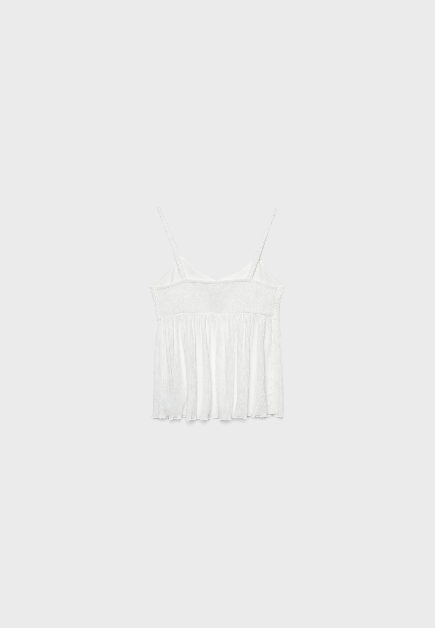 Ruffled crochet top — White