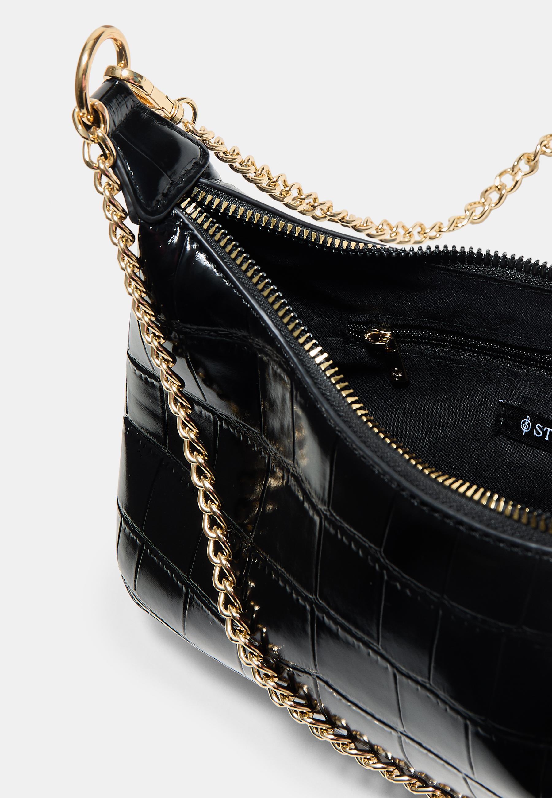 Mini coconut-effect crossbody bag — Black