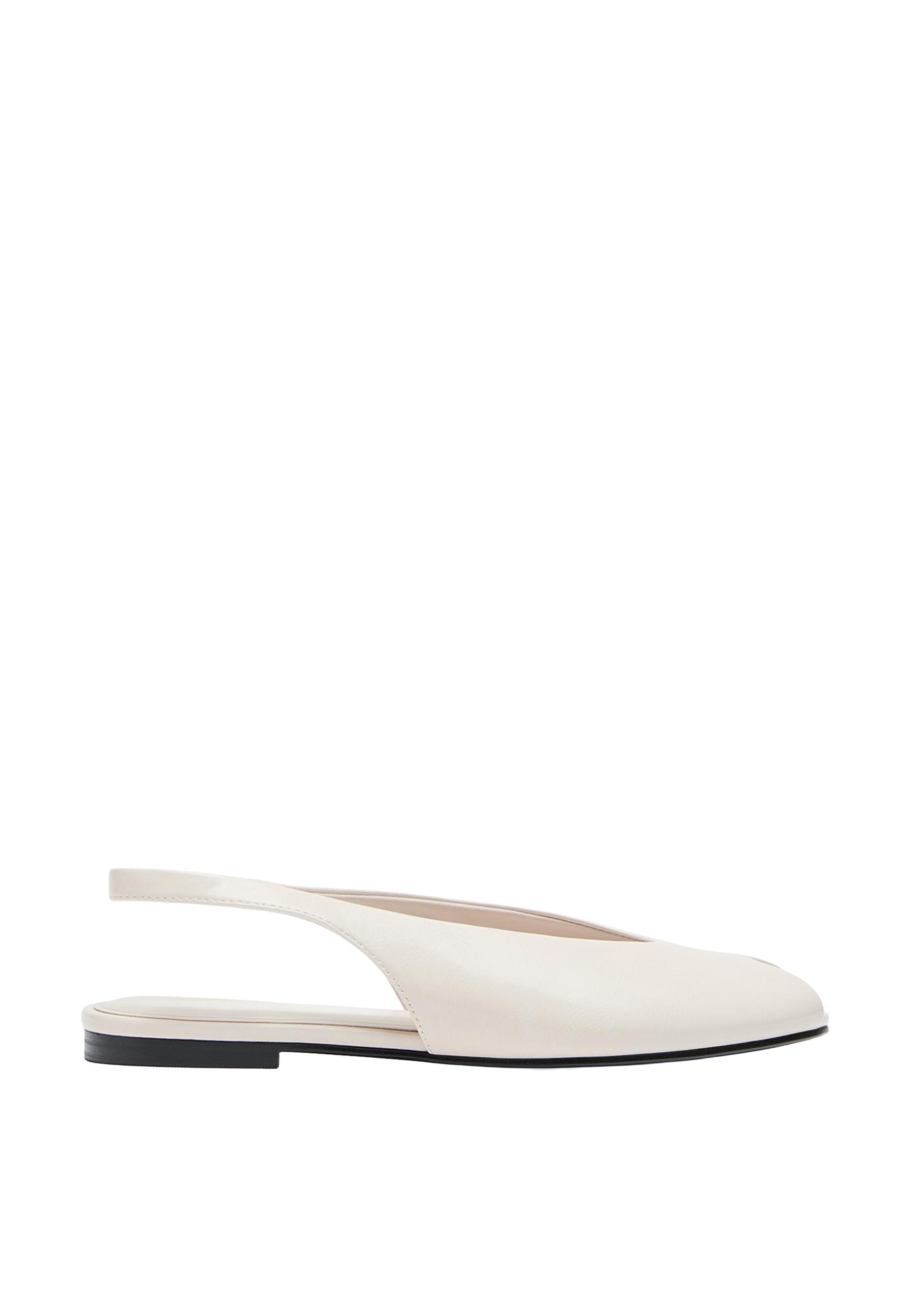 Flat peep toe slingback ballet flats — ECRU