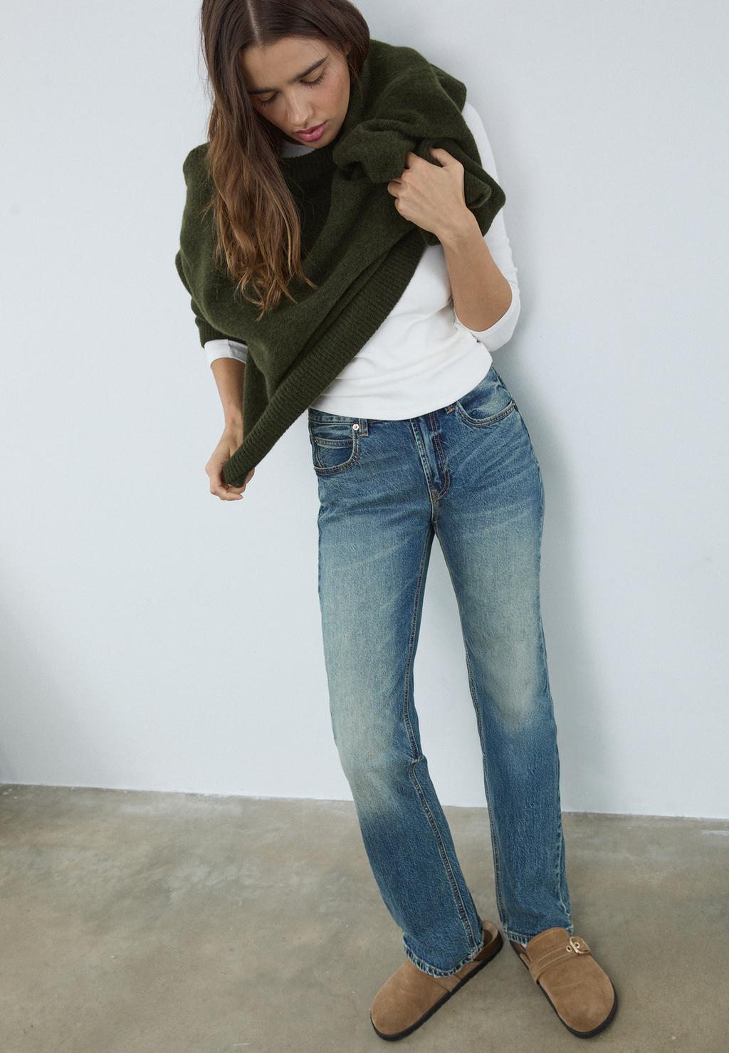 D98 straight-leg vintage effect jeans